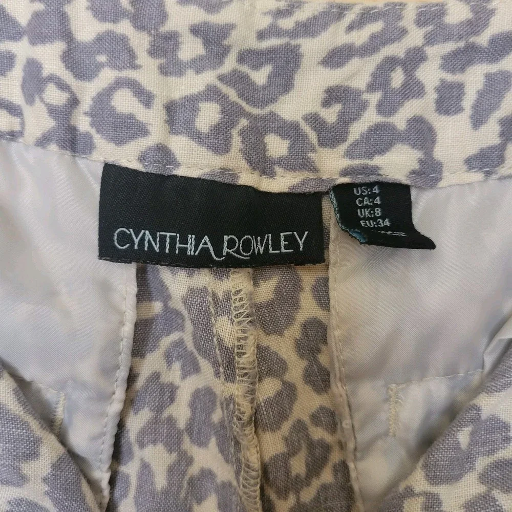 Cynthia Rowley Animal Print Chino Shorts Grey Cream Leopard 3